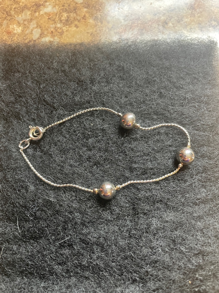 Silver Beaded Bracelet  Silver